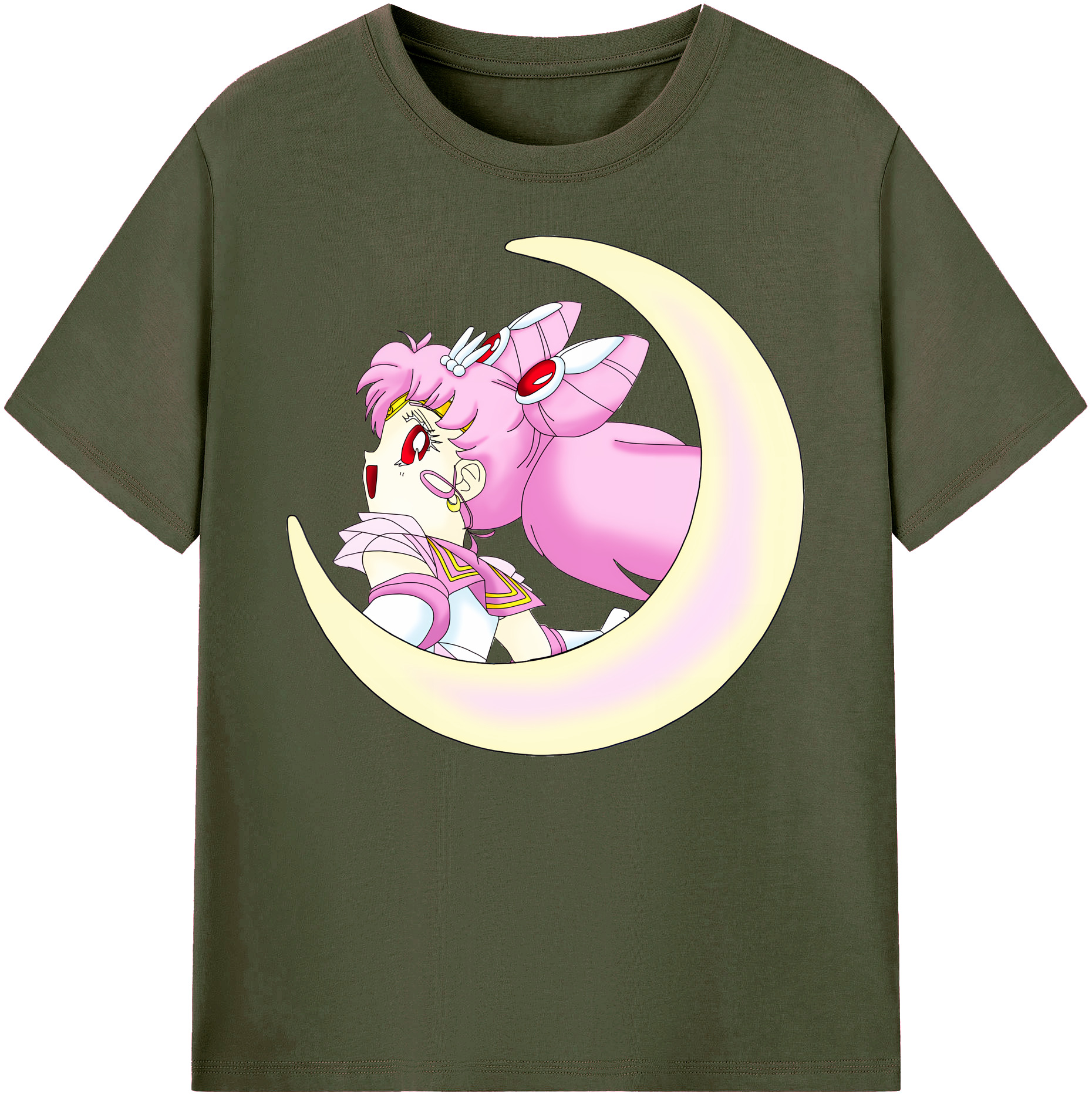 （画像用） 美少女戦士セーラームーン ちびうさ Sailor Moon Chibiusa Tsukino Usagi Small Lady Serenity 綿100％ メンズ半袖Tシャツ｜肌触りやわらか＆通気性
